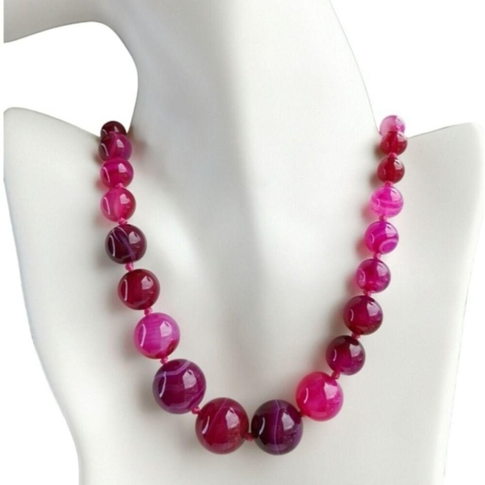 Pink Agate Necklace 21 Inches